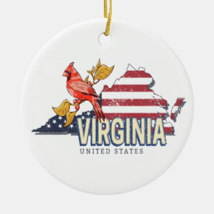 Virginia United Staaten Retro Staat Map Vintag USA Keramik Ornament