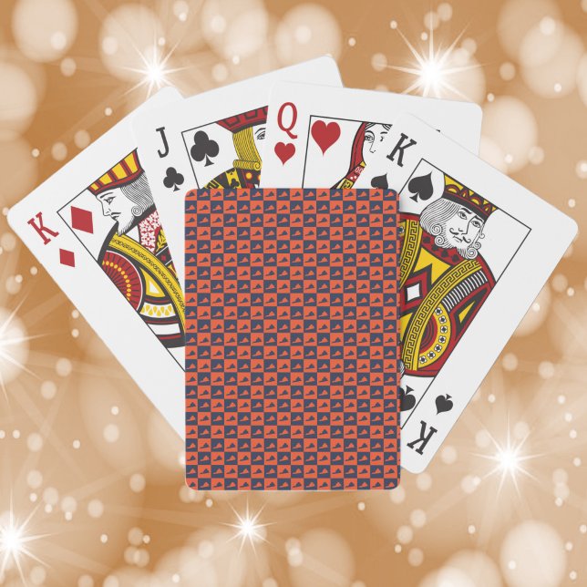 Virginia US State Orange and Blue Pattern Spielkarten (A deck of playing cards with a pattern of Virginia done in orange and blue.)