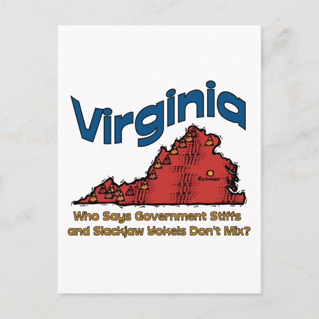 Virginia VA US Staaten Motto ~ Stiffs und Yokels Postkarte (Vorderseite)
