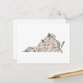 Virginia Vintag Picture Map Staat Chart Postkarte