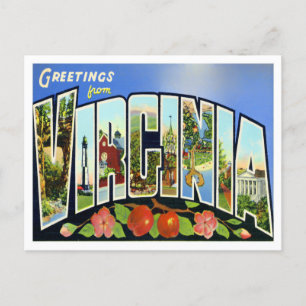 Virginia Vintage Postkarte mit großen Buchstaben