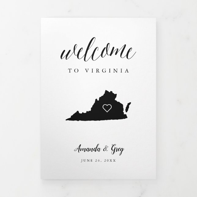 Virginia Wedding Welcome Letter & Itinerary Dreifach-gefaltete Programmkarte (Cover)