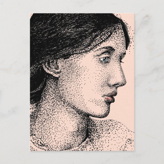 Virginia Woolf Ink Zeichnend Colorized Postkarte (Vorderseite)