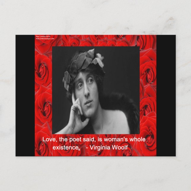 Virginia Woolf & Liebe Zitat Postkarte (Vorderseite)