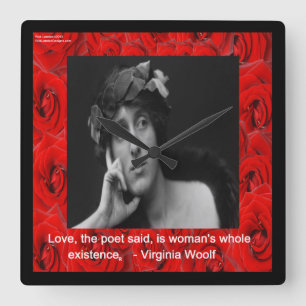 Virginia Woolf & Love Quote Wall Clock Quadratische Wanduhr