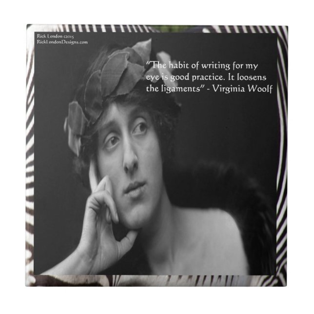 Virginia Woolf W/Zebra Stripes schreibt Zitat Fliese (Vorderseite)