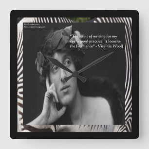 Virginia Woolf & Writers Quote Wall Clock Quadratische Wanduhr