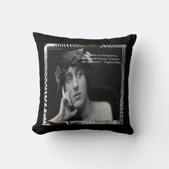 Virginia Woolf & Writing Quote Cotton Throw Kissen (Vorderseite)