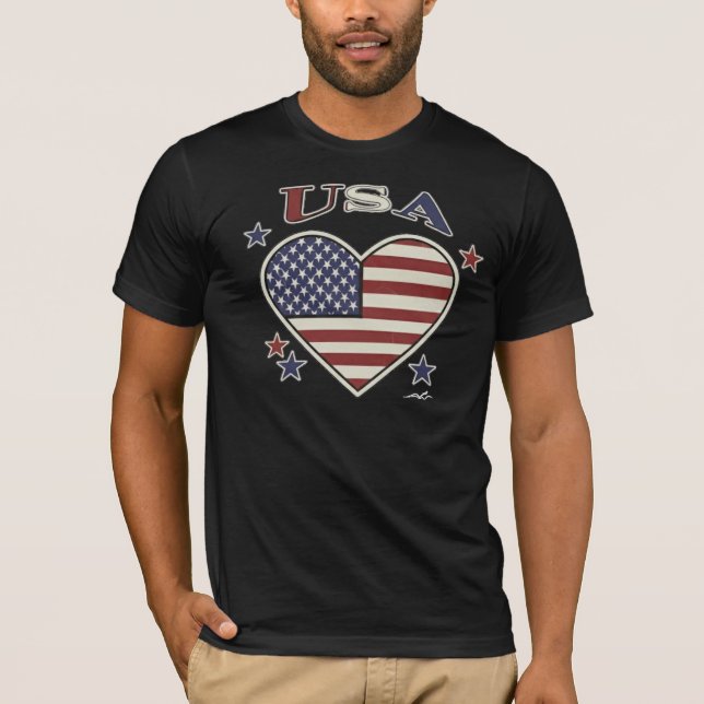 Virginia Wright Heart Flag USA T-Shirt (Vorderseite)