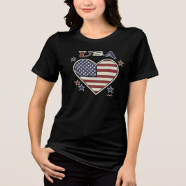 Virginia Wright Heart Flag USA T-Shirt Tri-Blend S Tri-Blend Shirt