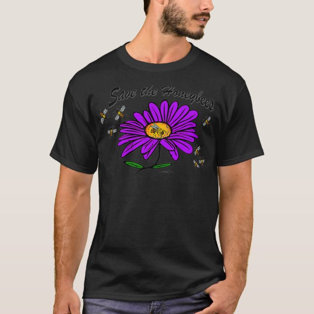 Virginia Wright Save the Honeybees Floral Premium  T-Shirt (Vorderseite)