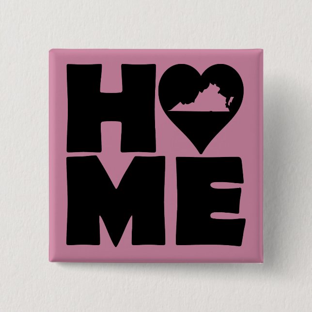 Virginia Zuhause Heart Staat Button Abzeichen Butt (Vorderseite)