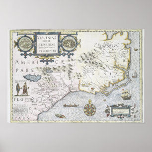 Virginiae Einzelteil und Floridae Americae Poster