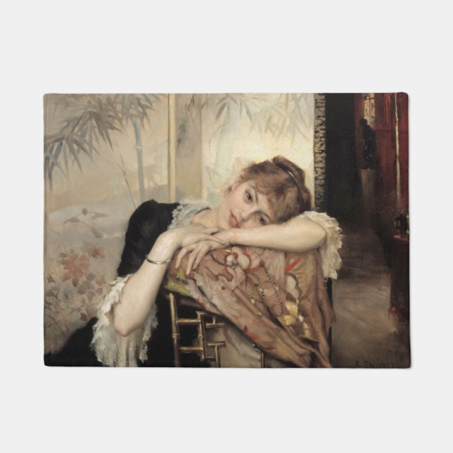 Virginie (Die Pariser Frau) (von Albert Edelfelt) Fußmatte (Vorderseite)