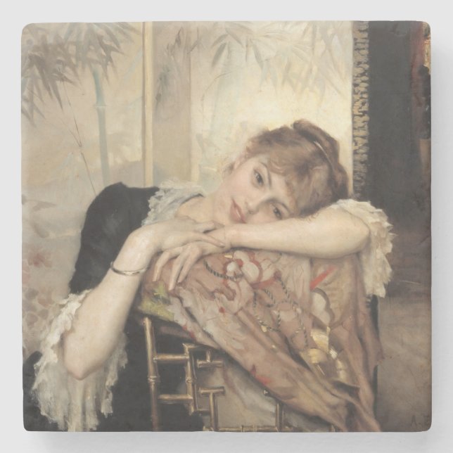Virginie (Die Pariser Frau) (von Albert Edelfelt) Steinuntersetzer (Vorderseite)