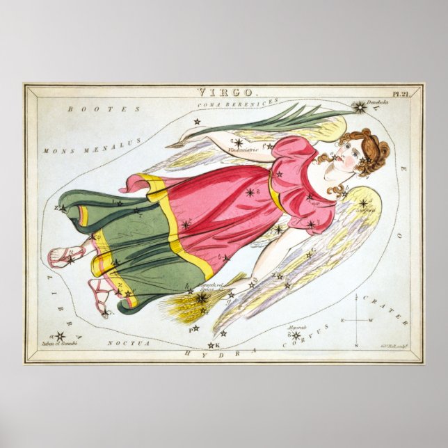 Virgo Astrologisch Zeichnend Poster (Vorne)