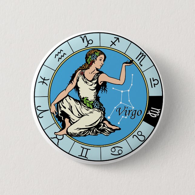 Virgo astrologisches Tierzeichen Button (Vorderseite)