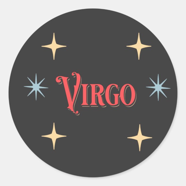 Virgo Astrologisches Zeichen Runder Aufkleber (Vorderseite)