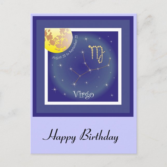 Virgo August 23 bis 23 September Postkarte (Vorderseite)