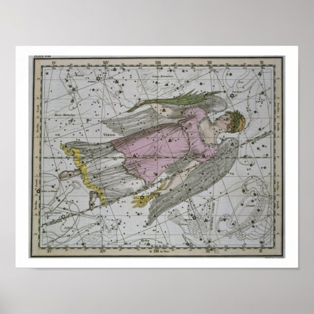 Virgo, aus 'A Celestial Atlas', Pub. 1822 (Protoko Poster (Vorne)