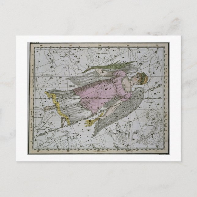Virgo, aus 'A Celestial Atlas', Pub. 1822 (Protoko Postkarte (Vorderseite)