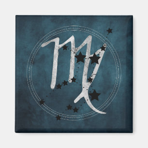 Virgo black & silver zodiac teal constellation magnet