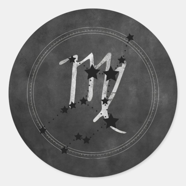 Virgo black stars silver zodiac constellation runder aufkleber (Vorderseite)
