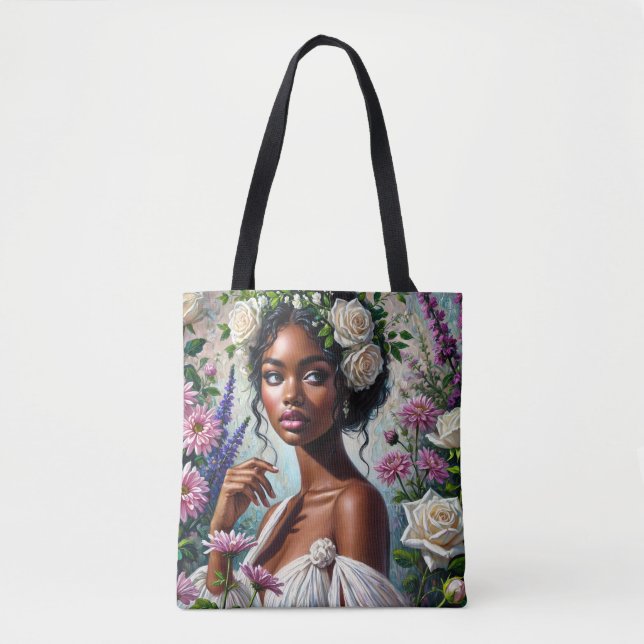 Virgo Black Woman mit Rose und Chrysanthemen (Vorderseite)