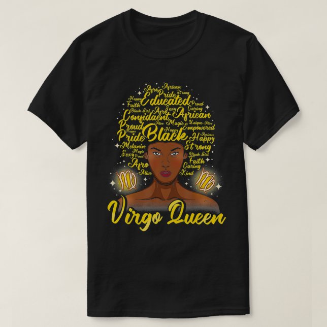 Virgo Black Woman Tshirt Black Queen Woman Natural (Design vorne)