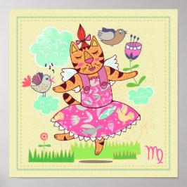 Virgo Cat Zodiac Kinderzimmer Print Poster