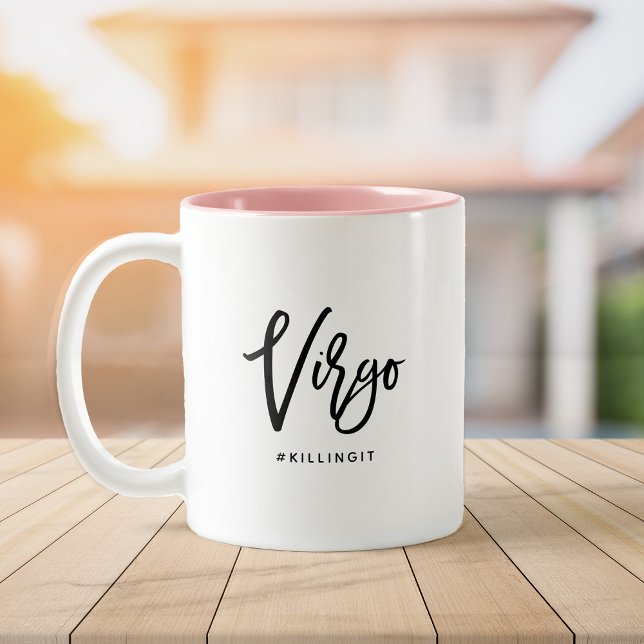 Virgo Chic Horoscope Modern Script Zodiac Sign Zweifarbige Tasse (Von Creator hochgeladen)