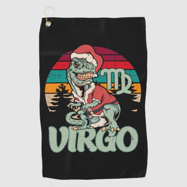 Virgo Christmas Dinosaurier Tree Rex Funny Xmas Ge Golfhandtuch (Vorderseite)