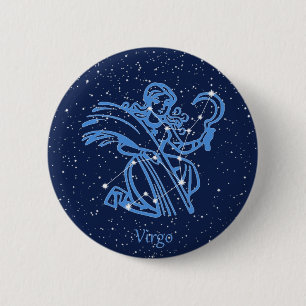 Virgo Constellation and Zodiac Sign with Stars Button