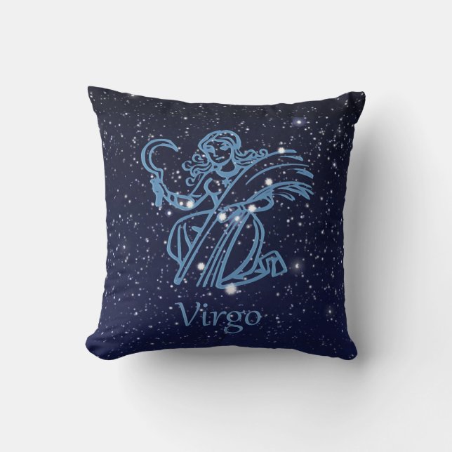 Virgo Constellation and Zodiac Sign with Stars Kissen (Vorderseite)