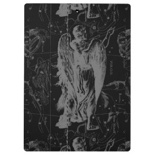 Virgo Constellation Hevelius 1690 auf Schwarz Klemmbrett