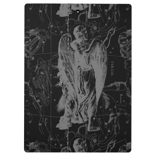 Virgo Constellation Hevelius 1690 auf Schwarz Klemmbrett (Rückseite)