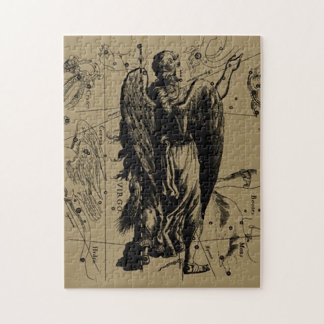 Virgo Constellation Hevelius Etching Style Puzzle (Vertikal)