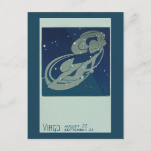 Virgo Constellation Vintag Zodiac Astrologie Postkarte