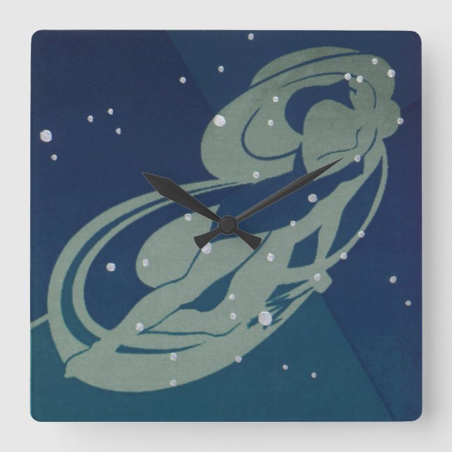 Virgo Constellation Vintag Zodiac Astrologie Quadratische Wanduhr (Vorderseite)