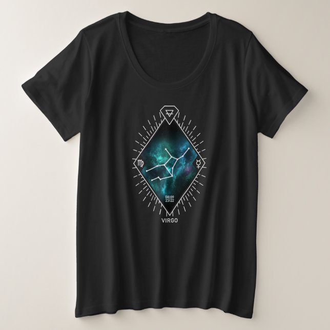 Virgo Constellation & Zodiac-Symbol Große Größe T-Shirt (Design vorne)