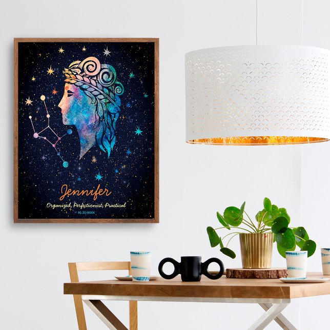 Virgo Constellation Zodiac Watercolor Stars Galaxy Poster (Von Creator hochgeladen)