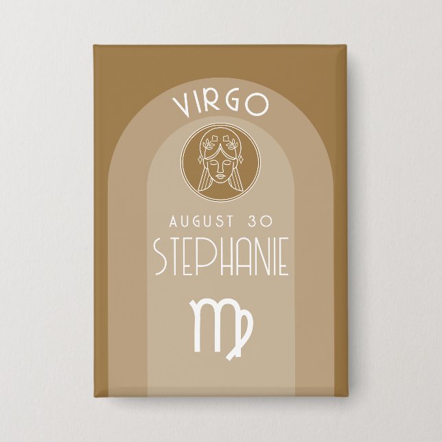 Virgo Custom Birthday Zodiac - Modernes Design Button (Vorderseite)