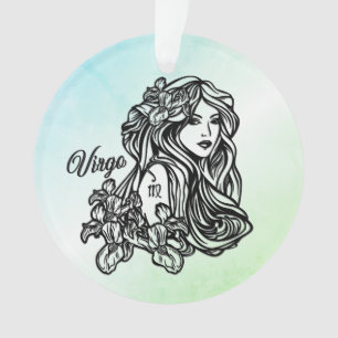 Virgo Die Jungfrau Zodiac Green Ornament