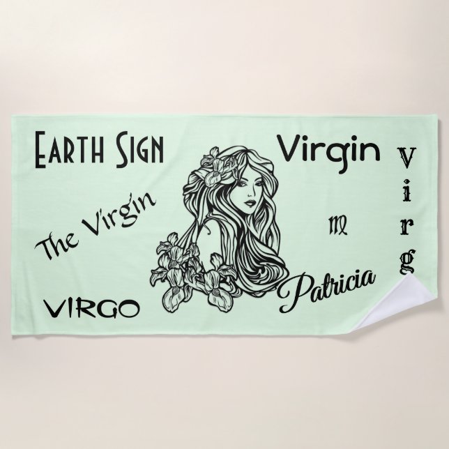 Virgo Die Jungfrau Zodiac Green Strandtuch (Vorderseite)