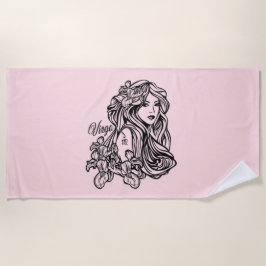 Virgo Die Jungfrau Zodiac Pink Strandtuch
