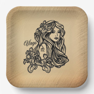 Virgo Die Jungfrau Zodiac Rustikale Papier Teller