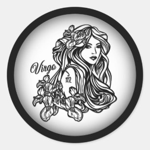 Virgo Die Jungfrau Zodiac White Runder Aufkleber