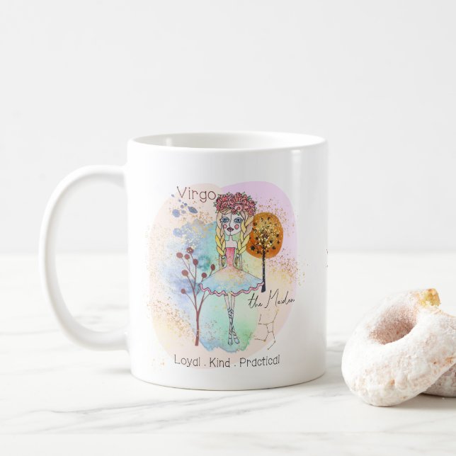 Virgo Die Maiden Zodiac-Zeichen Kaffeetasse (Mit Donut)