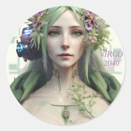 Virgo Futuristic Zodiac Collection Runder Aufkleber