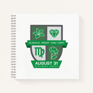 Virgo Geburtstags-Wappen™ für 23.-31. August Notizbuch
